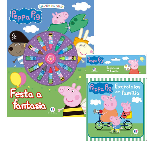 Kit Livro Giz De Cera Peppa Pig + Banho Peppa Pig Exercícios