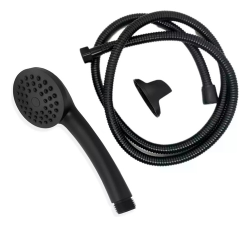 Set Ducha Teléfono Standard Mango Soporte Flexible Negro