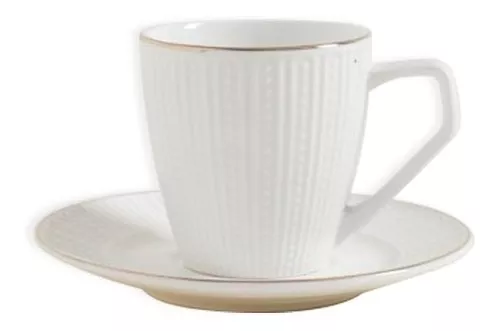 SET X 6 TAZAS DE CAFE DE PORCELANA CON PLATO