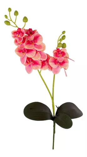 Flor Orquídea Artificial 2 Ramos Silicone Com Folha Realista | MICARE DECOR