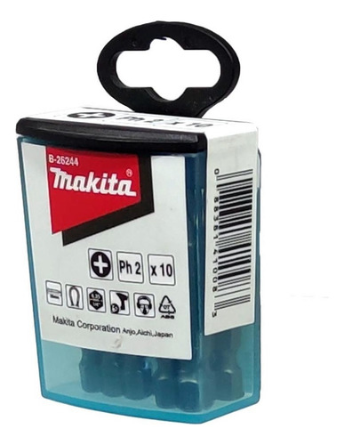 Juego Puntas Ph2 Largo 50mm Atornillar Makita B-26244 X10u Imantadas