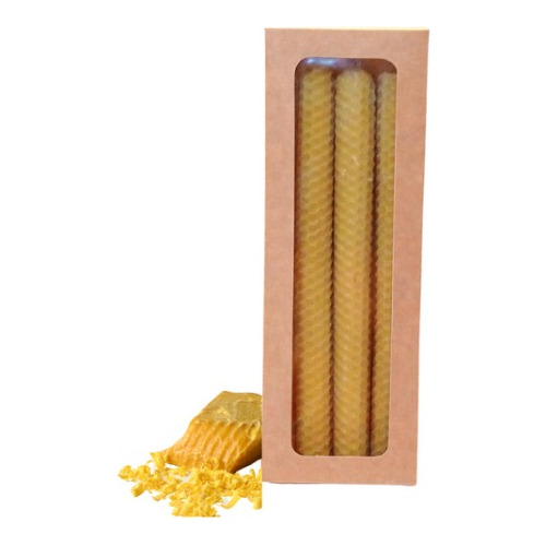 3 Velas De Cera De Abejas 100 % Virgen 