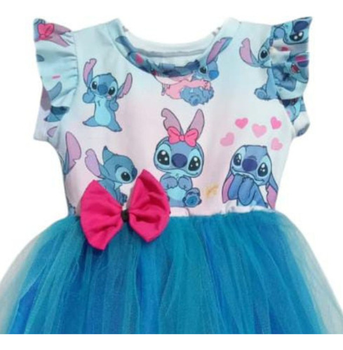 Vestido Disfraz Stitch Angel Tutu Nena Azul Acero 12