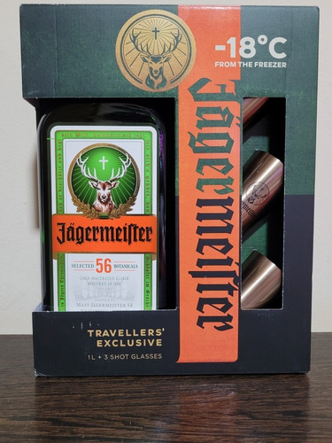Jagermeister 1 Litro+3 Shots De Metal+10 Miniaturas