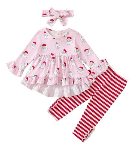 Conjunto Navideño Para Niñas Santa Claus Fiesta Navidad Bebé