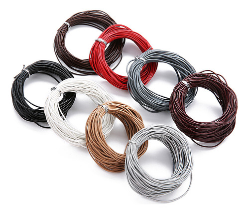 8pac Hilo Cuero Legítimo Multicolor Para Joyería Diy