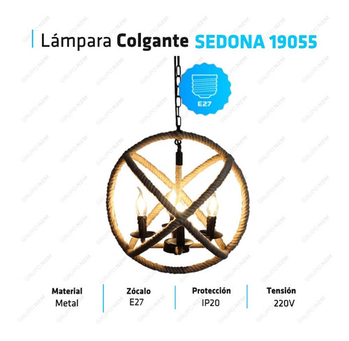 Colgante Led Soga 4 Luces Diseño Retro Cabaña Sedona E27