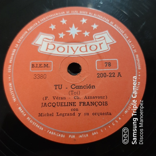 Pasta Jacqueline Francois Orq M Legrand Polydor C149