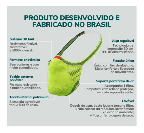 Imagem 4 de 4 de Máscara De Proteção Fiber Knit 3d Com 1 Refil