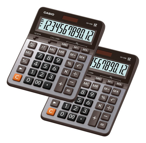 Imagen 1 de 7 de Paquete De 2 Calculadoras De Escritorio Casio Gx-120b 12 Dig