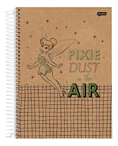 Caderno Universitário Tinker Bell Capa Dura 10 Matérias. Cor Air