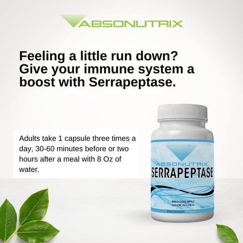 Imagen 2 de 5 de Suplemento Vitamina E Absonutrix Serrapeptase 250,000 Ui Rec