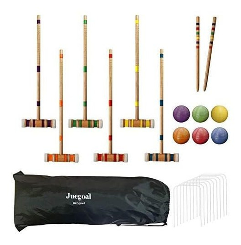 Set De Croquet Juegoal 6 Palos/pelotas 2 Estacas 9 Porterías