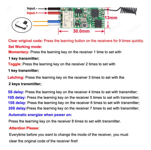 Smart Home 433mhz Mini Relé Inalámbrico Rf Interruptor De Co