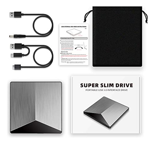 Unidad Externa De Cd Y Dvd Yotuo, Portátil, Usb 3.0 Y Tipo C