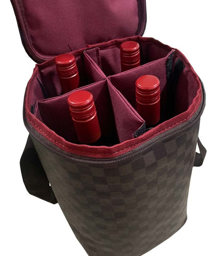 Bolsa Termica Porta 4 Garrafas E Taça De Vinho E Champanhe