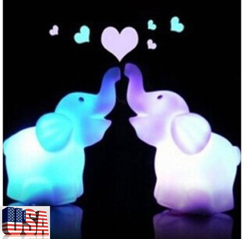 2pcs Elefante Luz De Noche Led Colores Cambiantes Navidad En