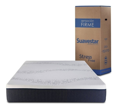 Colchón 2 1/2 plazas de espuma Suavestar Espuma / En Caja Stress free blanco y negro - 140cm x 190cm x 25cm