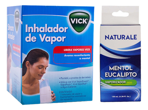 Combo Inhalador Vick + Vaporizador Naturale Mentol X 130 Ml