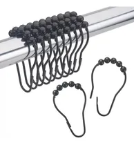 Comprar Ganchos Roller Cortina De Baño Metalicos Negro 12 Unidades
