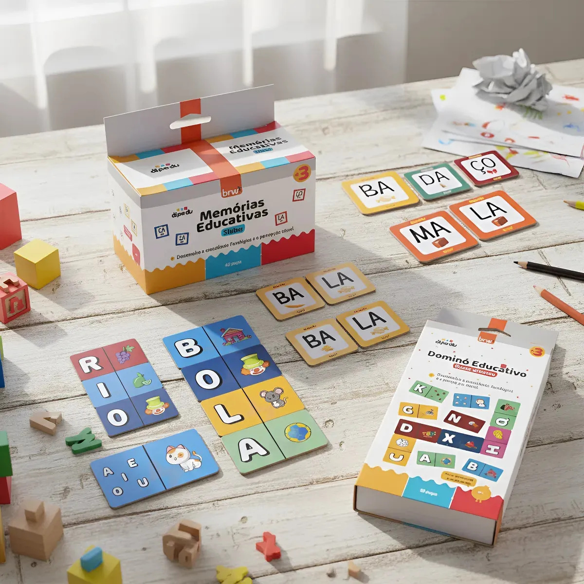 2 Jogo Memória + Dominó Alfabético Silaba Educativo Cognitiv
