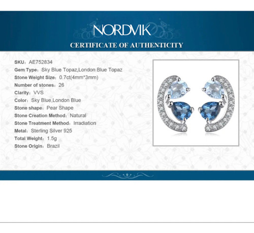 Imagen 9 de 10 de Aros De Plata 925, Topacio Azul, Regalo Para Mujer, Joyas