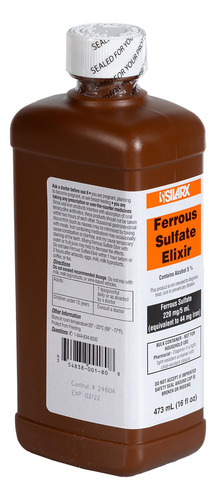 Ferrous Sulfate Elixir Botella De 220 Mg/5 Ml Paquete De 4