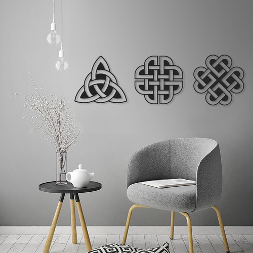 Imagen 7 de 8 de Cuadro En Madera Calada Mandala Celta Nórdico Cruz