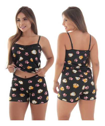 Imagem 8 de 10 de Baby Doll Pijama Fibra Natural Vivi Kit 3 Short Doll