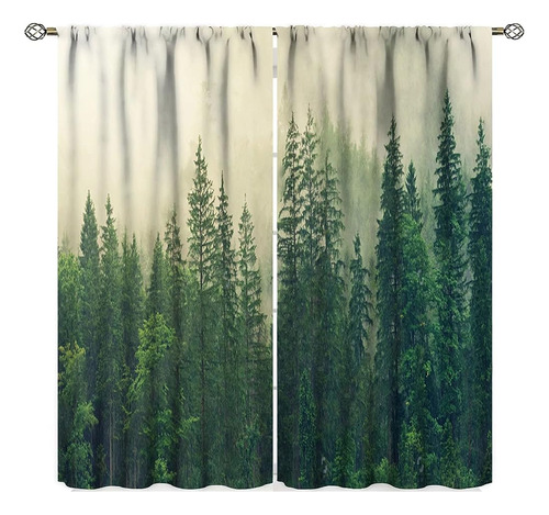 Gy Nature Forest Curtains, Misty Forest Nature Curtains Gree