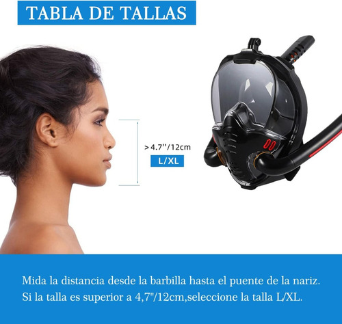 Snorkel Panorámico 180° Seguro Para Toda La Familia Negro