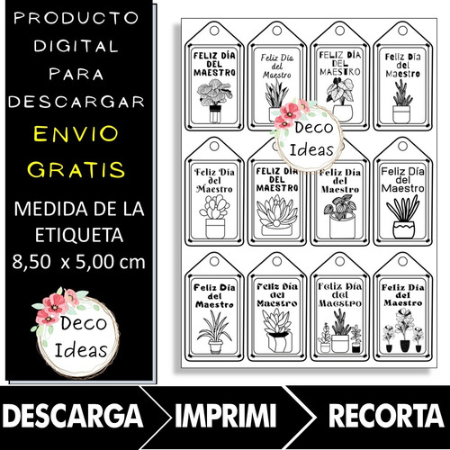 Imagen 3 de 4 de Imprimible Etiquetas Tarjetas Dia Del Maestro - Segundo Pdf