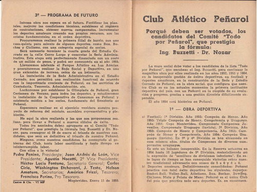 Futbol 1955 Peñarol Volante De Candidatos A Elecciones Raro