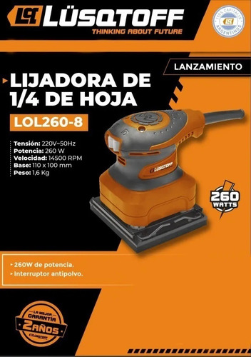 Lijadora orbital Lüsqtoff LOL260-8 naranja 50Hz 260W 220V