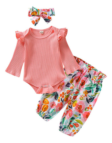 Mono Liso Con Volantes A La Moda Para Niñas+pantalones Flora