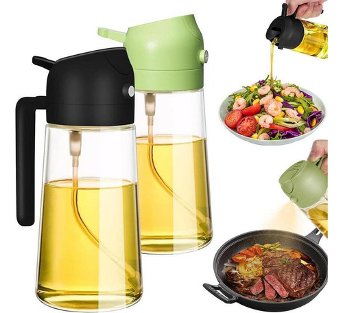 Spray Borrifador Água Oléo De Cozinha Recipiente Em Vidro Transparente Tempero 470ml Verde Casa Attract 4x4sc