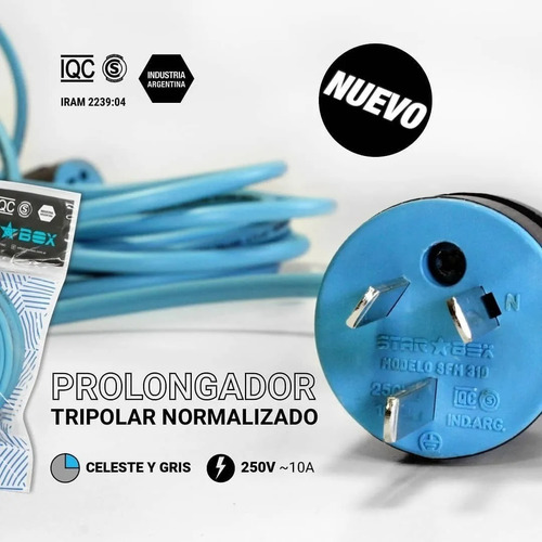 Imagen 3 de 10 de Prolongador Trefi Starbox Alargue Tripolar Enchufe 15 Metros