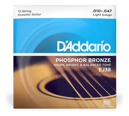 Encordado P/acustica Daddario Ej38 12 Cuerdas