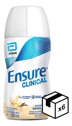 Pack 6 Ensure Clinical Bebible 220ml Sabor Vainilla Original