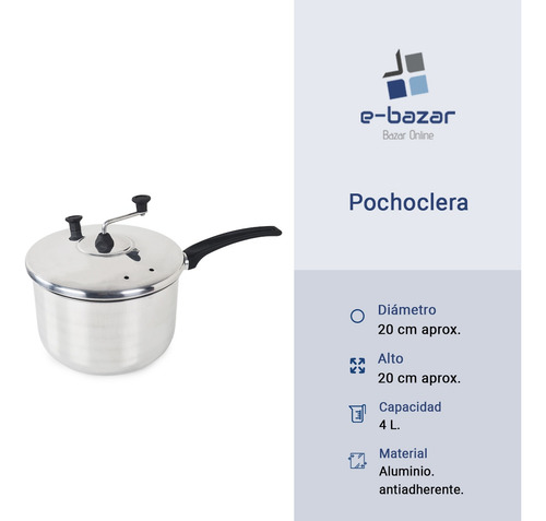 Olla Pochoclera Popcor Aluminio Panelux Magnific 20 Cm Plateado