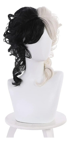 Película De Anime Cruella De Vil Black White Short Curly Wig