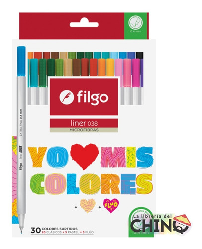 Estuche X 30 Microfibras Filgo 038 Incluye 5 Pastel Y 5 Fluo