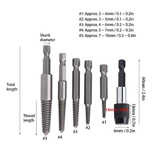 Extractor De Tornillos Rotos De 6 Piezas, Herramienta D...