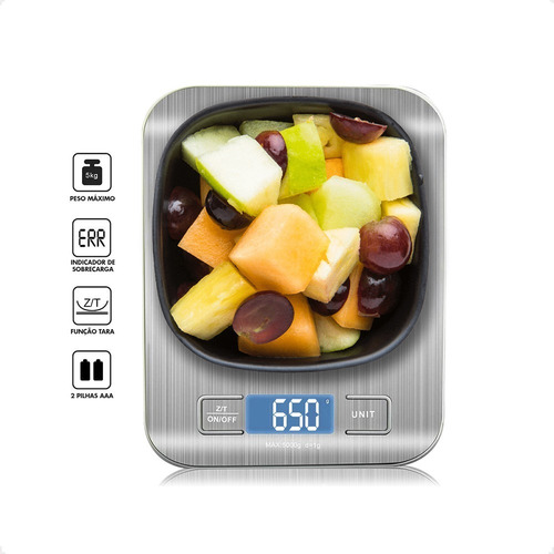 Imagem 2 de 10 de Balança De Cozinha Inox Alta Precisão Digital Para Cozinha