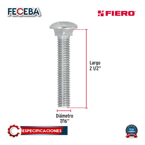 Bolsa Con 30 Tornillos 7/16 X 2-1/2 Tipo Coche Fiero 44741