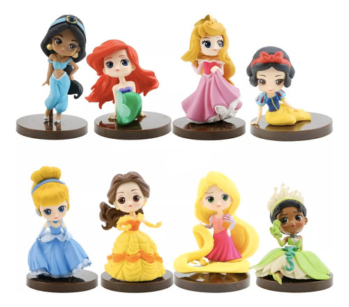 Set 8 Figuras Princesas Disney Sirenita Rapunzel Cenicienta