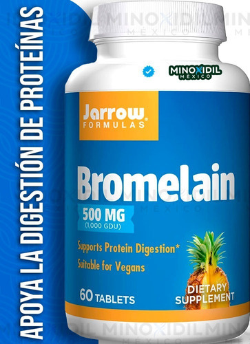 Jarrow Formulas Bromelina 500 Mg 60 Tabletas Sabor Sin Sabor