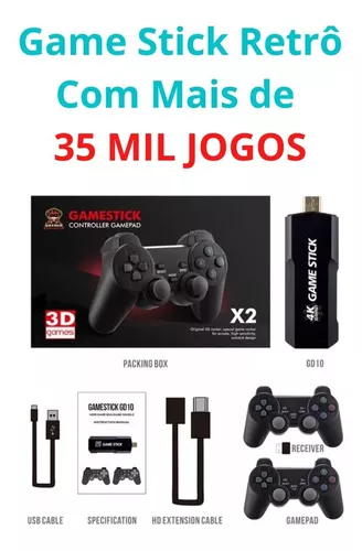 Video Game Retro 64gb 30 mil jogos 2 controles sem fio hdmi vários consoles