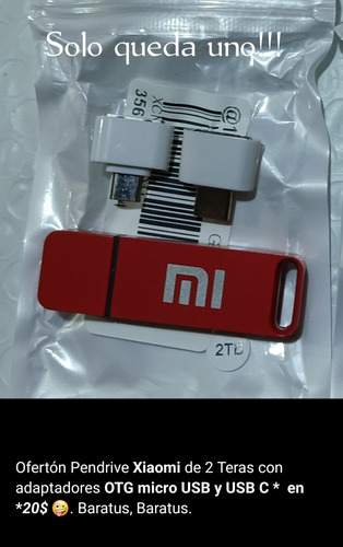 Pendrive Xiaomi De 2t Con Adaptadores Otg Micro Usb Y Usb C 