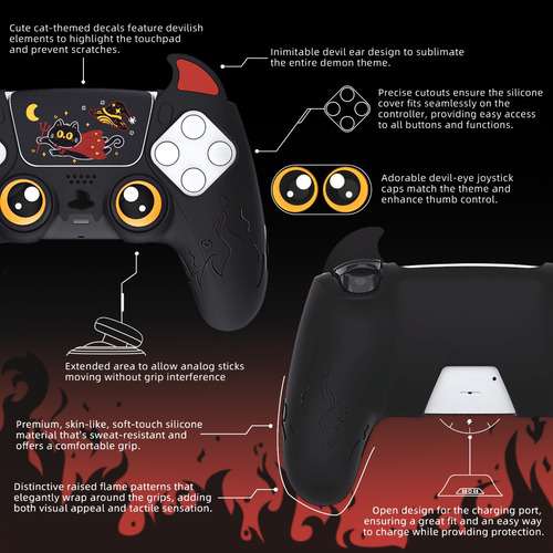 Playvital Funda De Silicona Para Ps5 Mando - Cute Demon